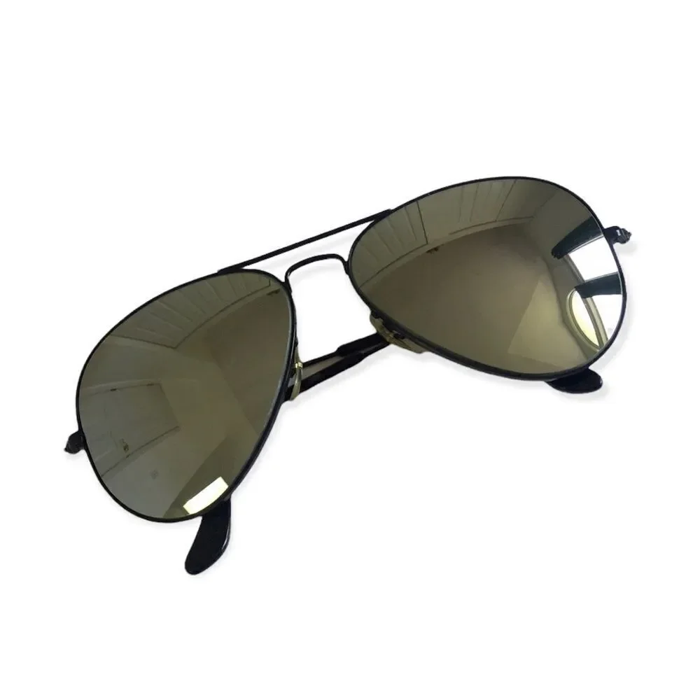 🔃Ray Ban Aviator Polarized Metal Frame Vintage Black Sunglasses